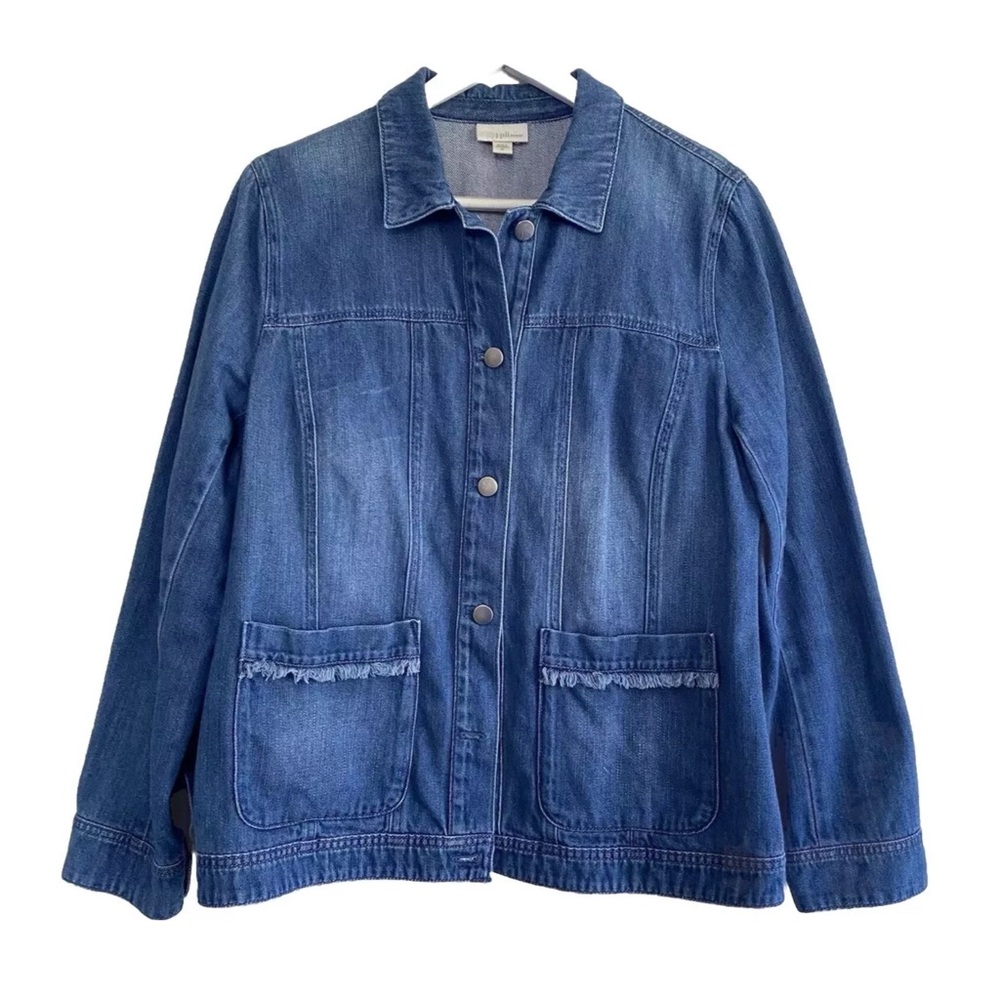 J.Jill Denim Jacket Western Fringe Medium Coastal Cowgirl Jeans